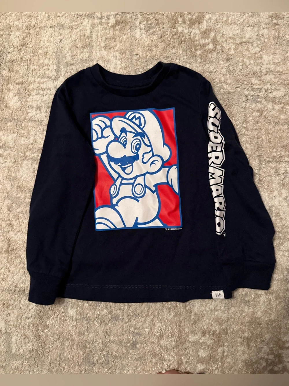 GAP Navy Super Mario Long Sleeve Tee with Red and White Graphic size 5